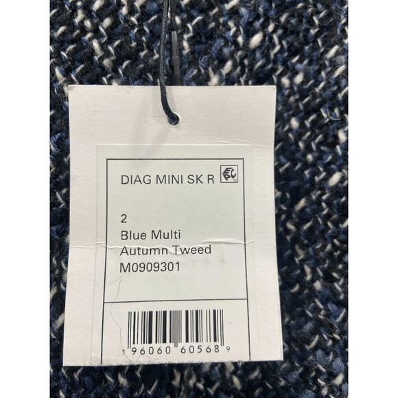 Theory Women's Diagonal Wool-Blend Tweed Mini Skirt - Blue Multi 2 - Picture 5 of 8